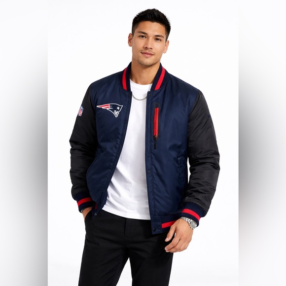 New England Patriots Other - Nike NFL New England Patriots Reversible Bomber Jacket Blue Gray Size M